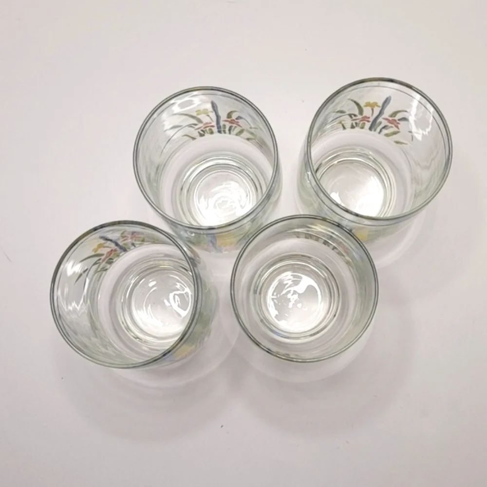 Sango Pastels Floral Drinking Glass Short Tumblers 5 1/8